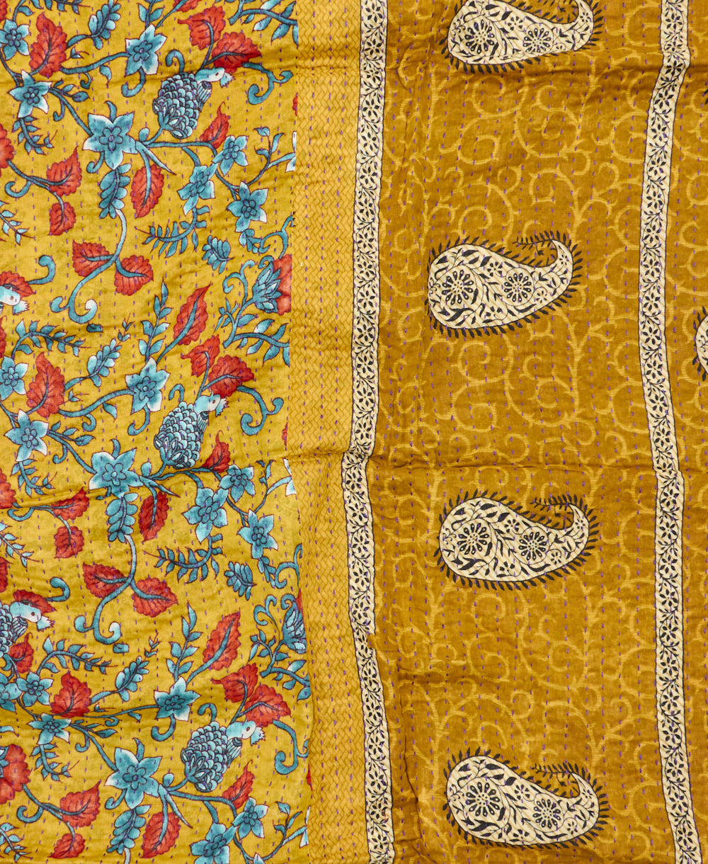 kantha blanket with kantha stitching
