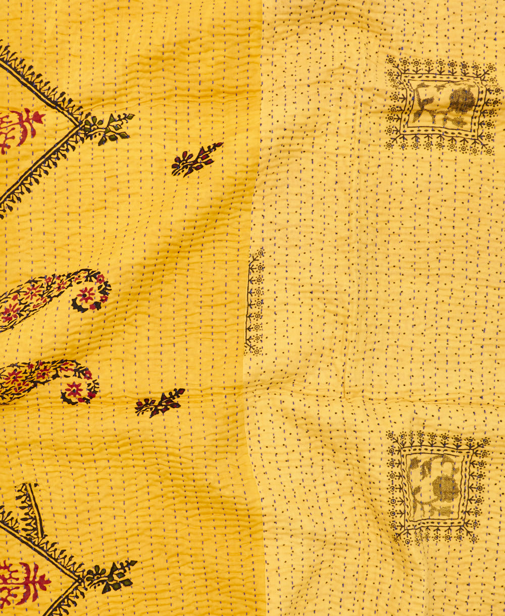 kantha blanket with kantha stitching