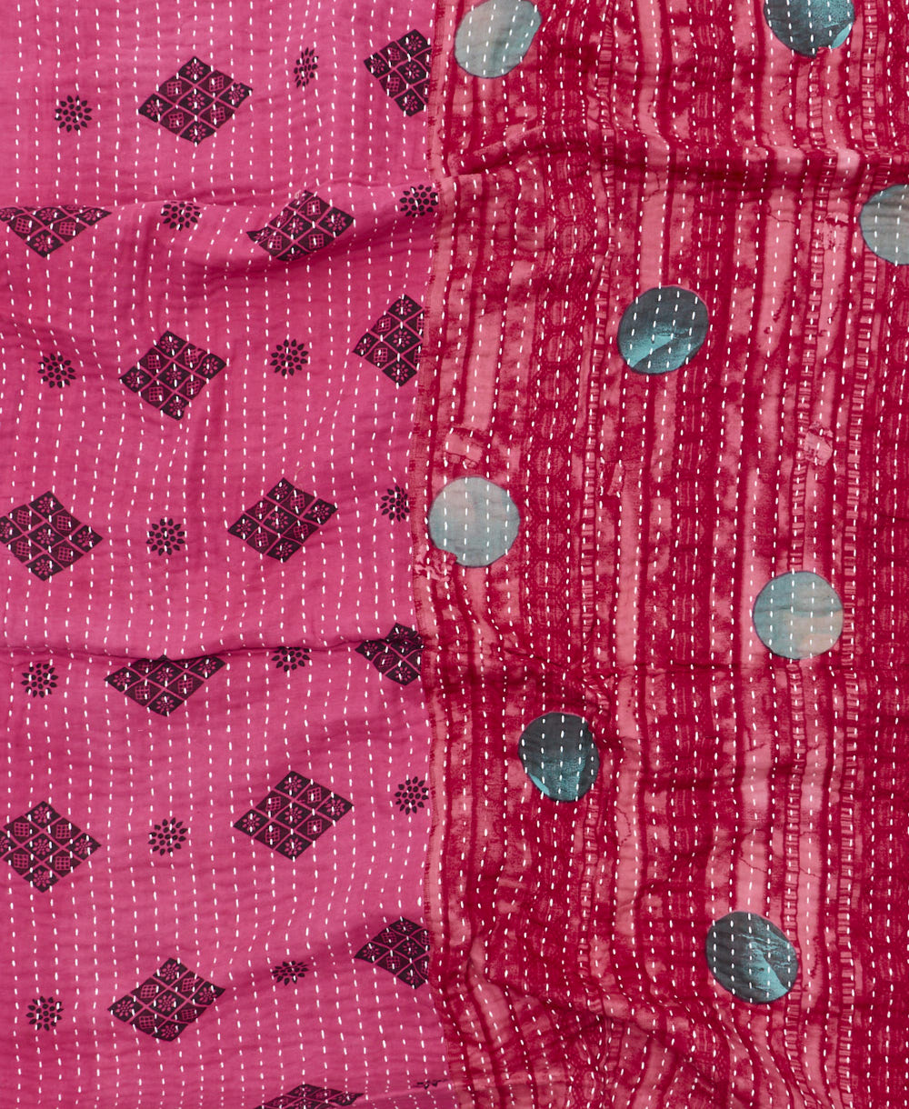 kantha blanket with kantha stitching