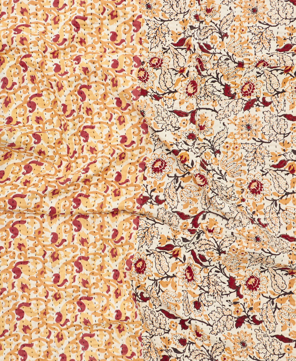 kantha blanket with kantha stitching