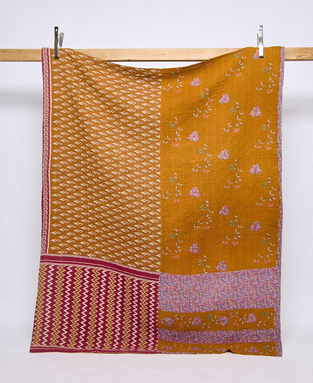 twin kantha quilt handmade in India
