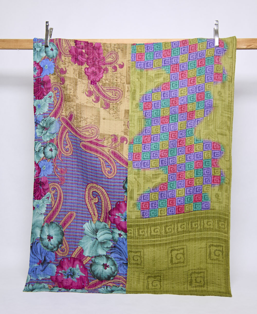 twin kantha quilt handmade in India
