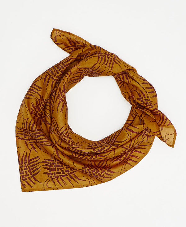 vintage silk square scarf featuring gold and red abstract created using sustainably sourced saris