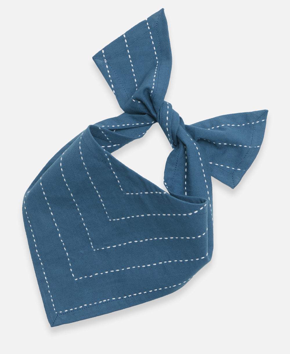 large cobalt blue bandana with white embroidery