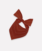 small rust dog bandana with white embroidery