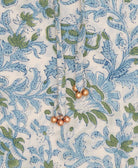 brass beaded waist ties on block print floral kaftan