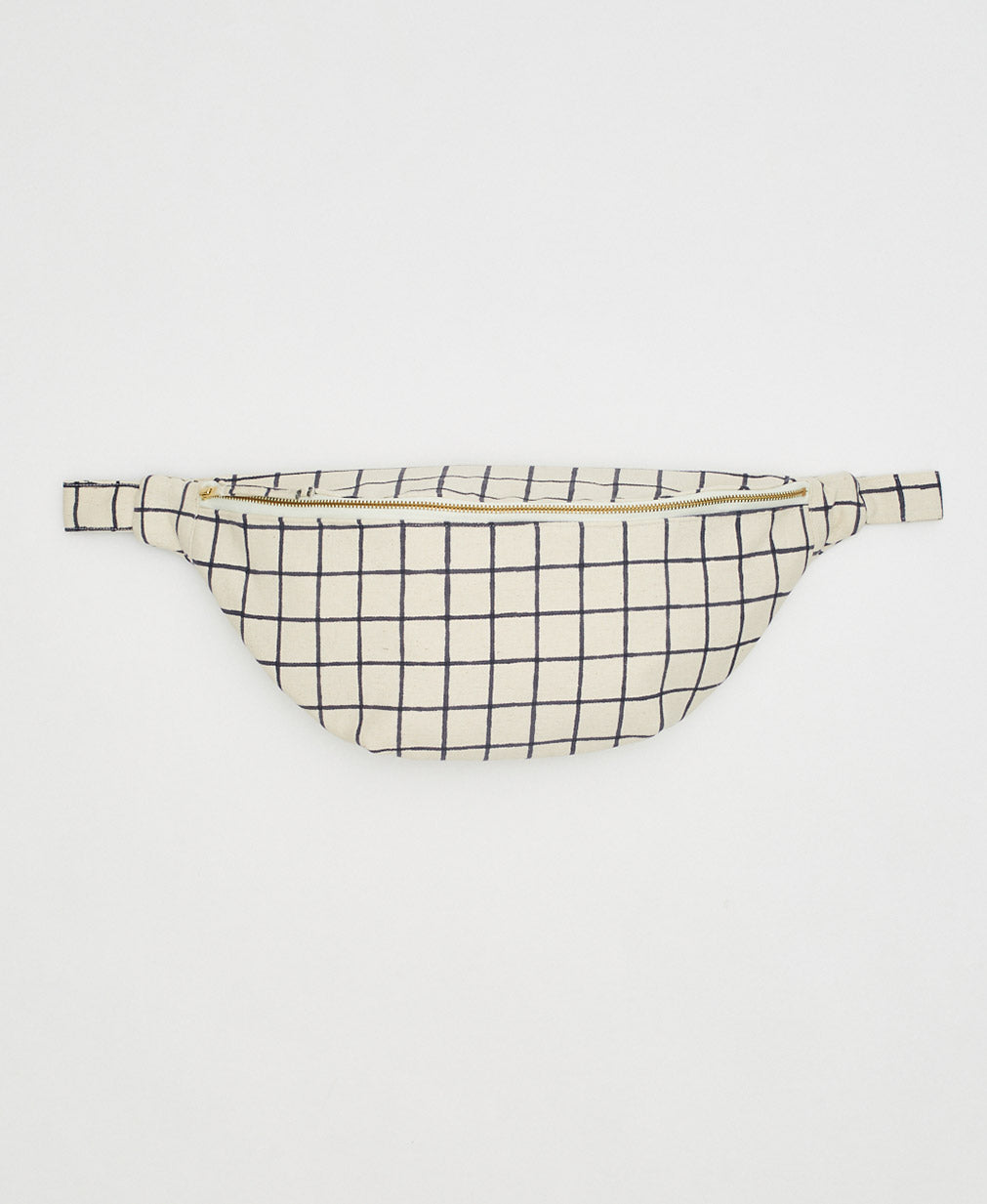 block print grid sling crossbody bag made from organic cotton in India with zipper closure and adjustable strap