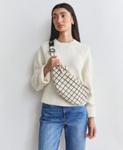 block print sling crossbody bag in black and white made from 100% organic cotton