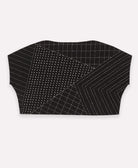 boxy crop top in black with white embroidery patterns handmade in India by women artisans