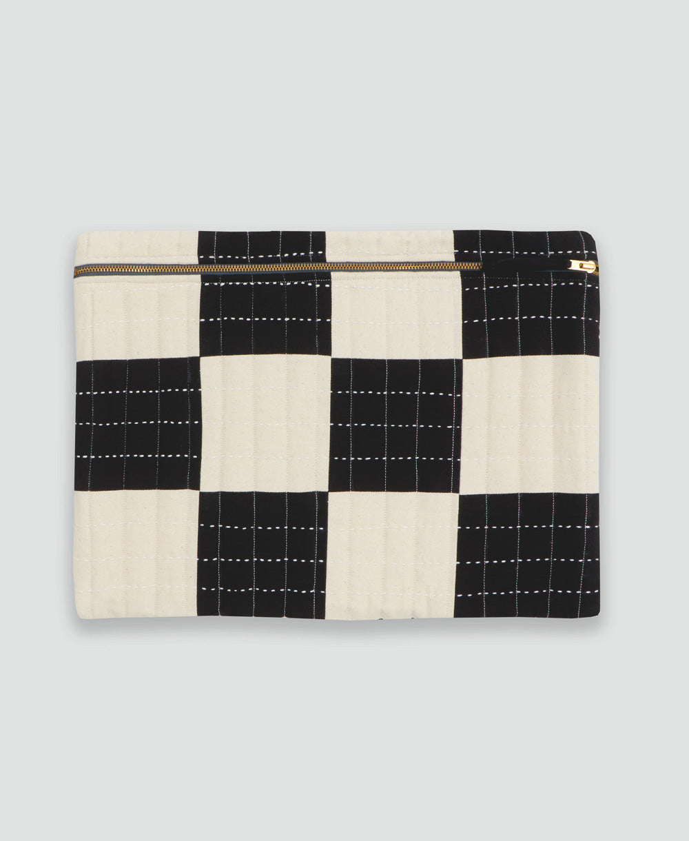 black and white checkered laptop case with extra padding for protection