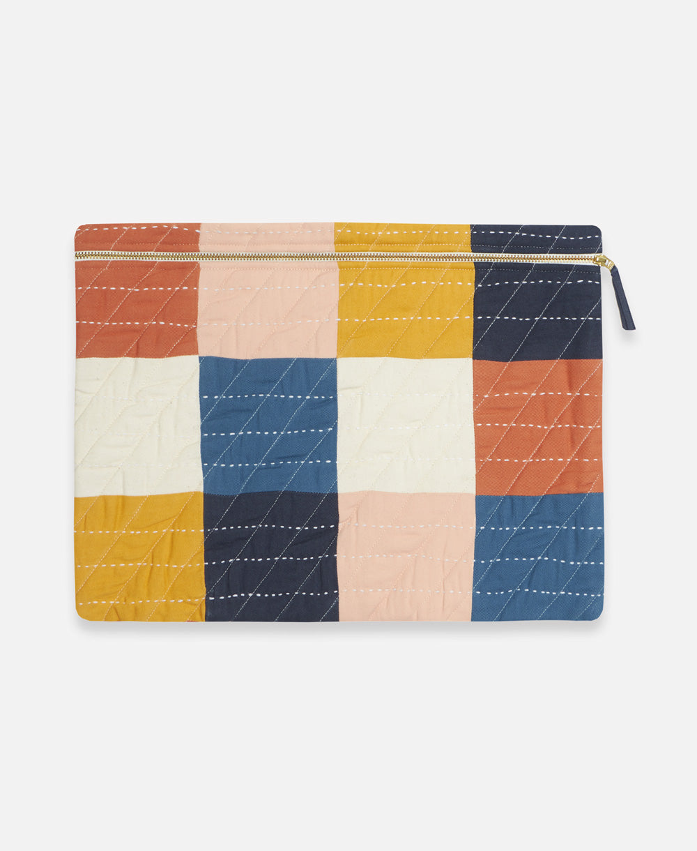 colorful checkered laptop case in bold colorblock design in 2 sizes
