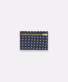 navy cross-stitch coin purse made from 100% organic cotton