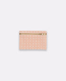 pink cross-stitch coin purse made from 100% organic cotton