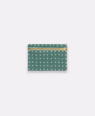 spruce green cross-stitch coin purse made from 100% organic cotton
