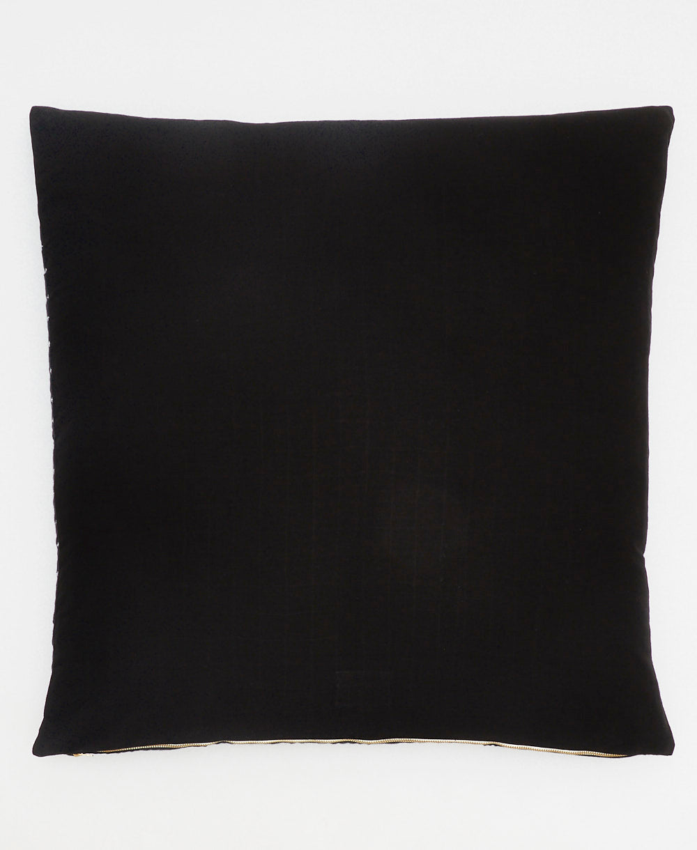 back of black cross-stitch euro sham