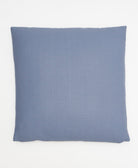 back of slate blue cross-stitch throw pillow in solid slate blue