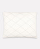 hand-embroidered pillow sham in white with modern diamond embroidery by Anchal