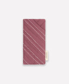 purple glasses case made from organic cotton with white embroidery
