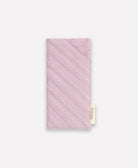 lilac patterned pouch with a brand tag on a white background