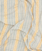 block print table cloth in cobalt blue and mustard yellow
