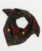 cotton neckerchief with embroidered edges handmade in India from upcycled cotton fabric