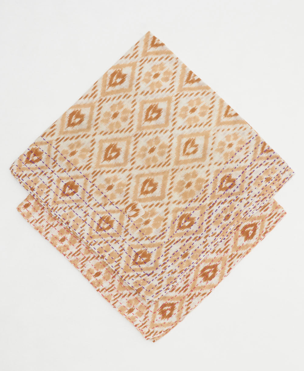 bandana scarf in a one-of-a-kind print with bold kantha stitching
