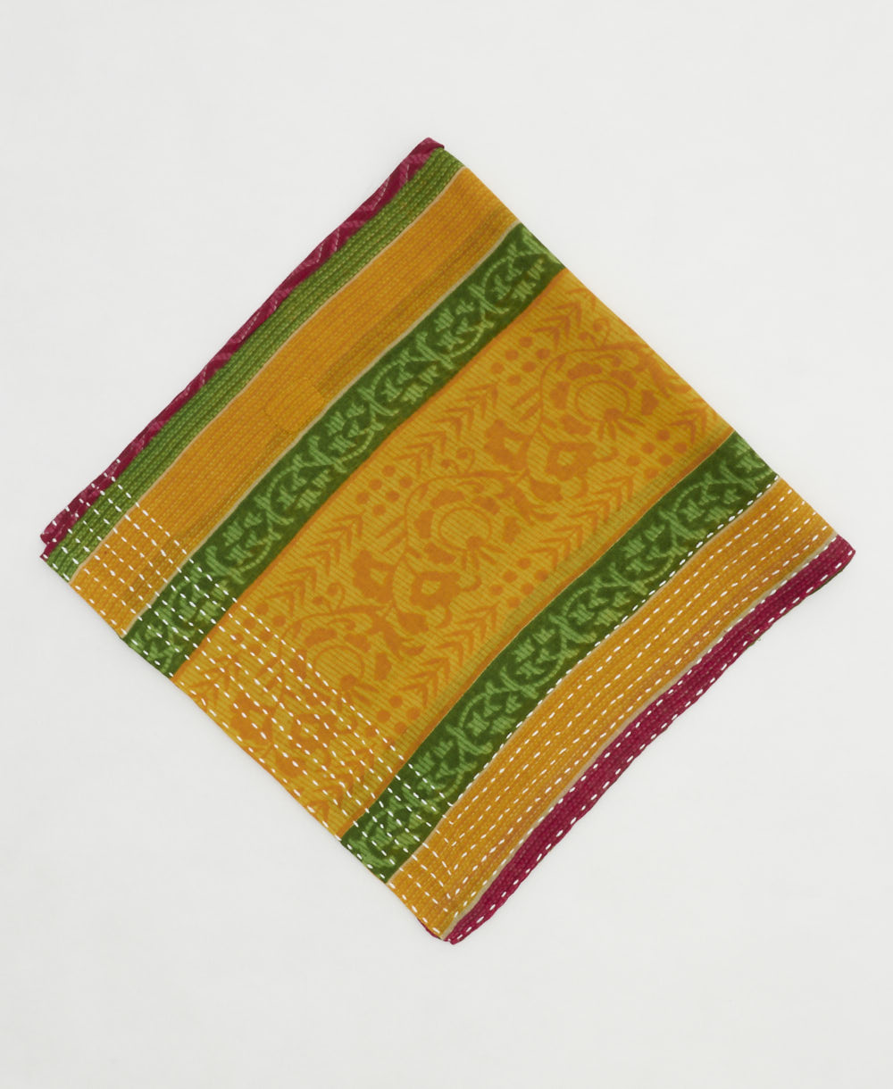 one-of-a-kind cotton bandana with embroidered edges handmade in India