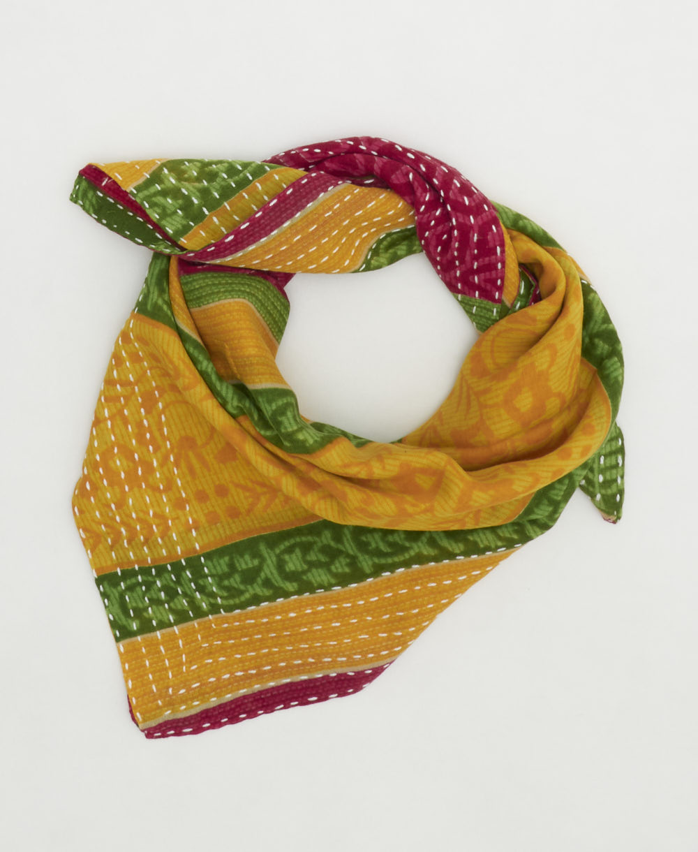 cotton bandana scarf handmade in India from upcycled vintage cotton saris