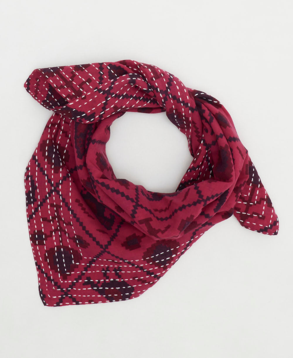 cotton bandana scarf handmade in India from upcycled vintage cotton saris