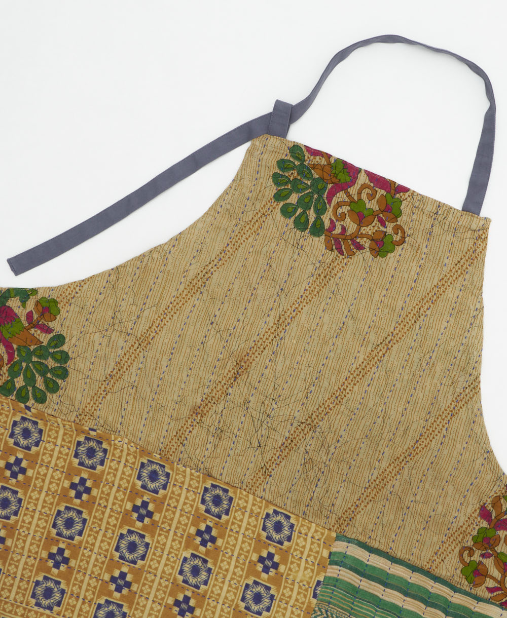 kitchen cotton apron handmade in India from upcycled vintage cotton saris