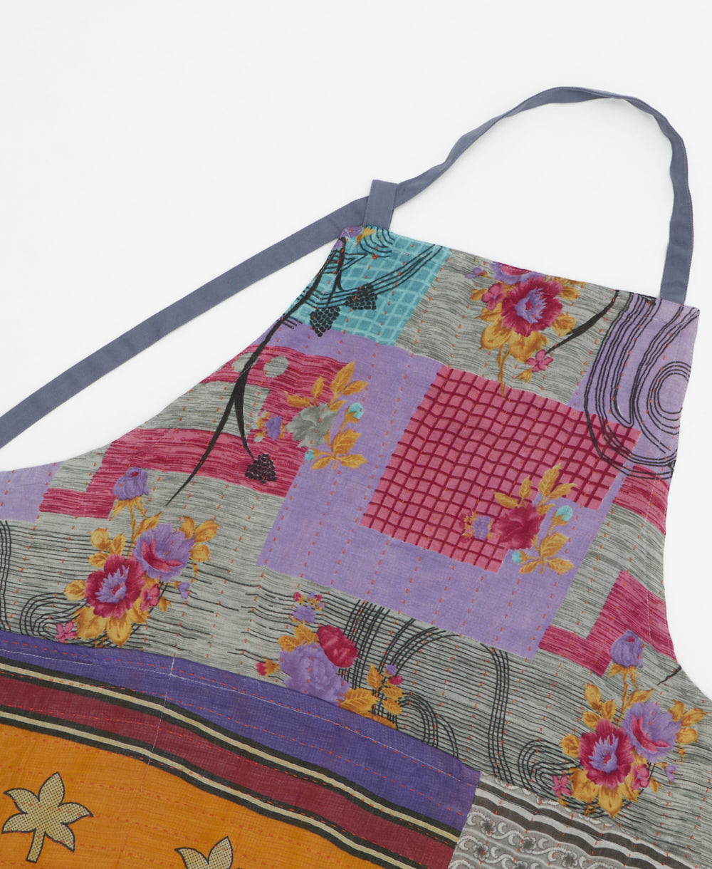 kitchen cotton apron handmade in India from upcycled vintage cotton saris