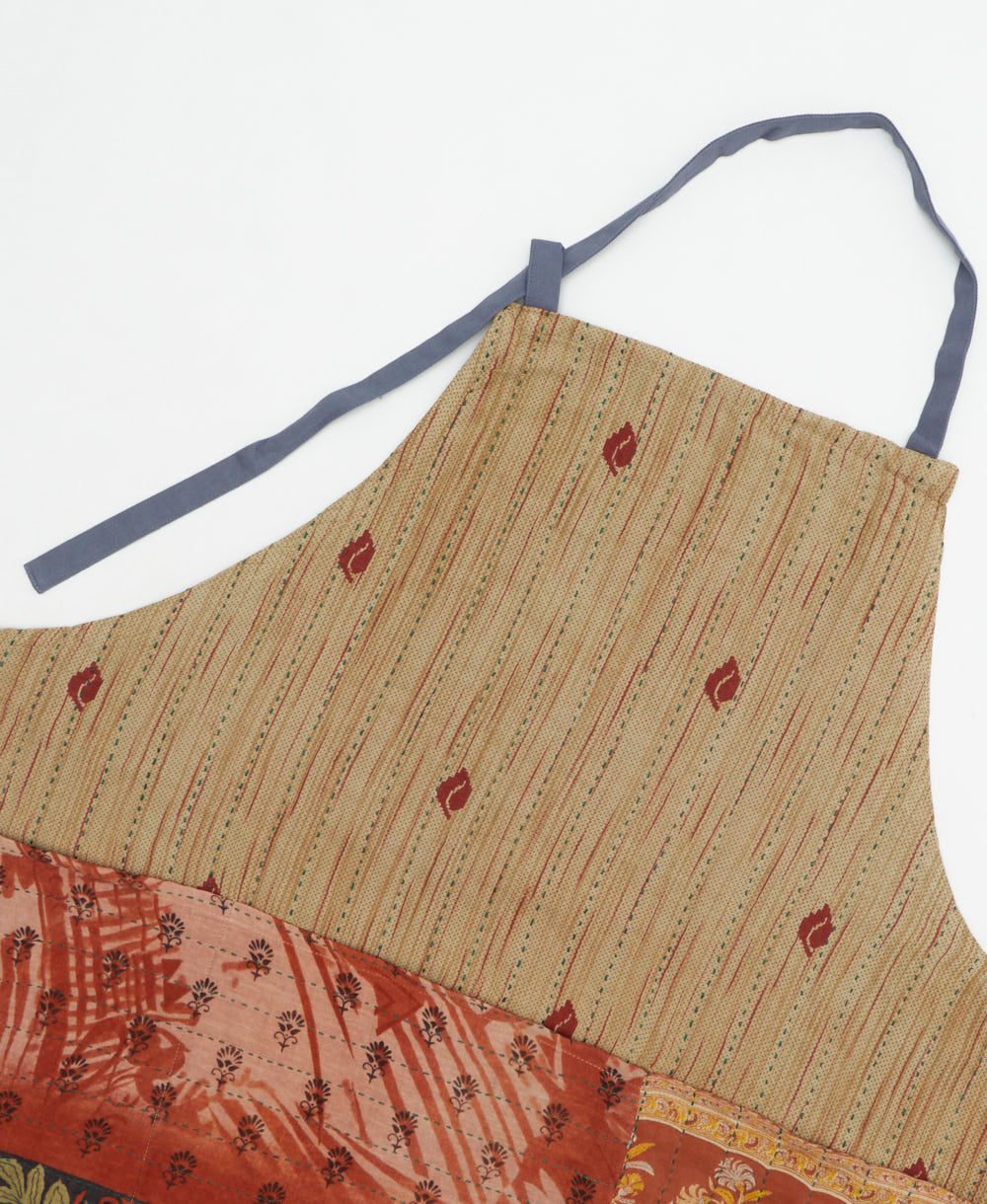 kitchen cotton apron handmade in India from upcycled vintage cotton saris