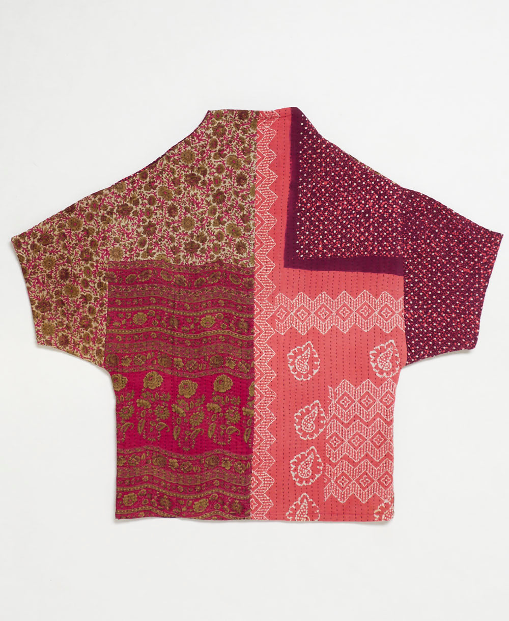 one-of-a-kind cocoon quilted jacket made from upcycled vintage cotton saris