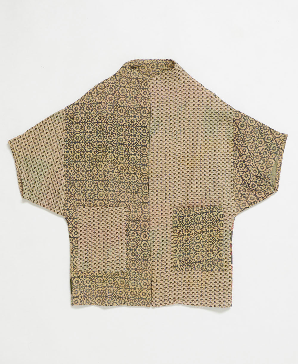 one-of-a-kind cocoon quilted jacket made from upcycled vintage cotton saris