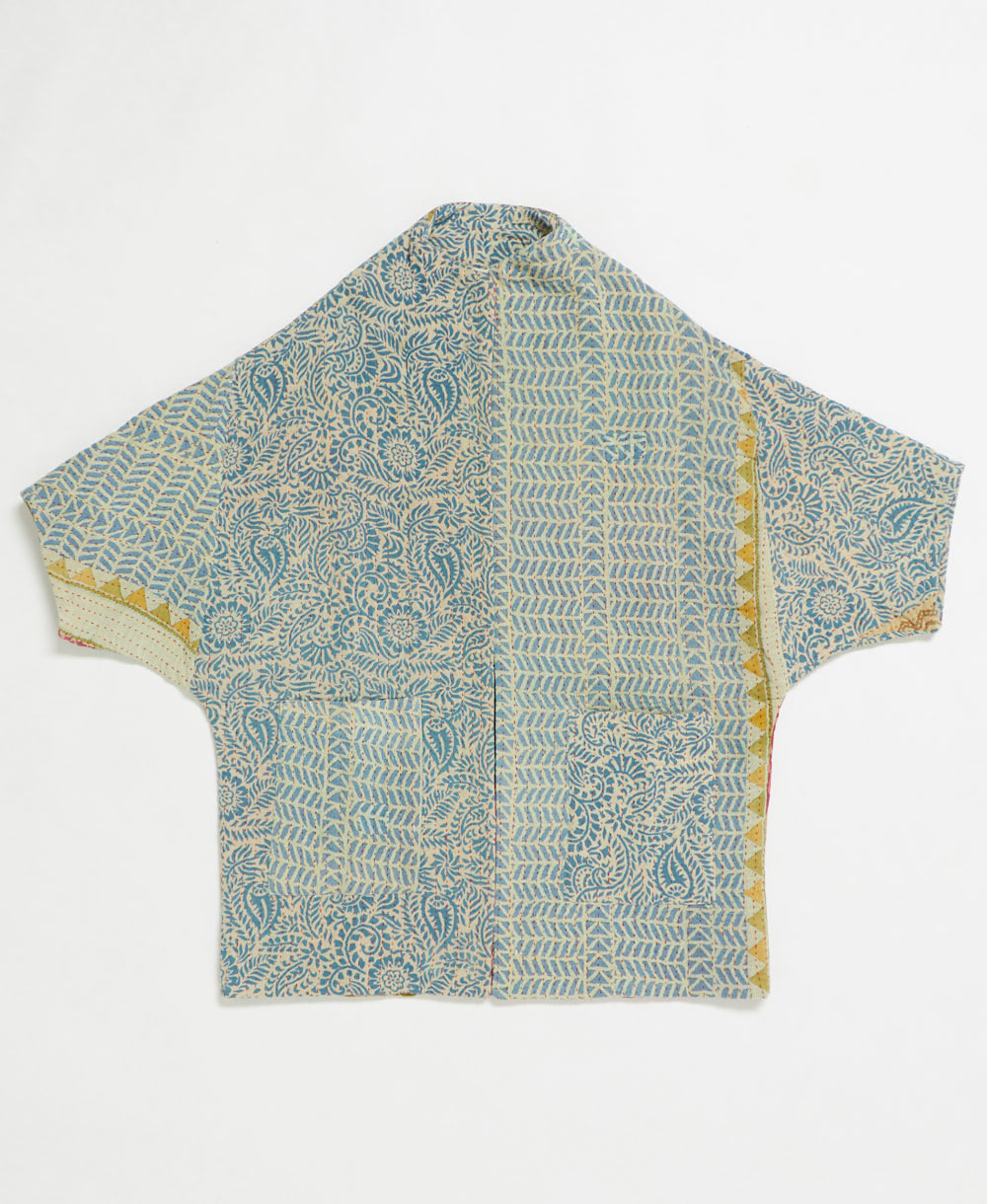 one-of-a-kind cocoon quilted jacket made from upcycled vintage cotton saris