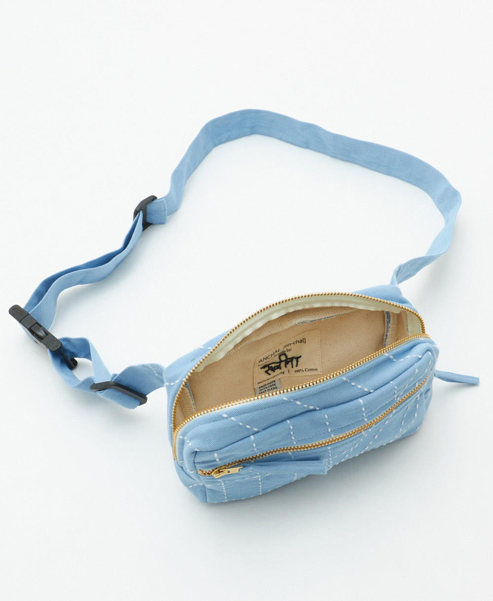 dusk blue belt bag with adjustable waist strap