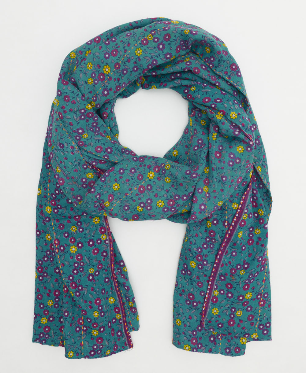 cotton long scarf handmade in India from vintage cotton fabrics in one-of-a-kind vintage patterns