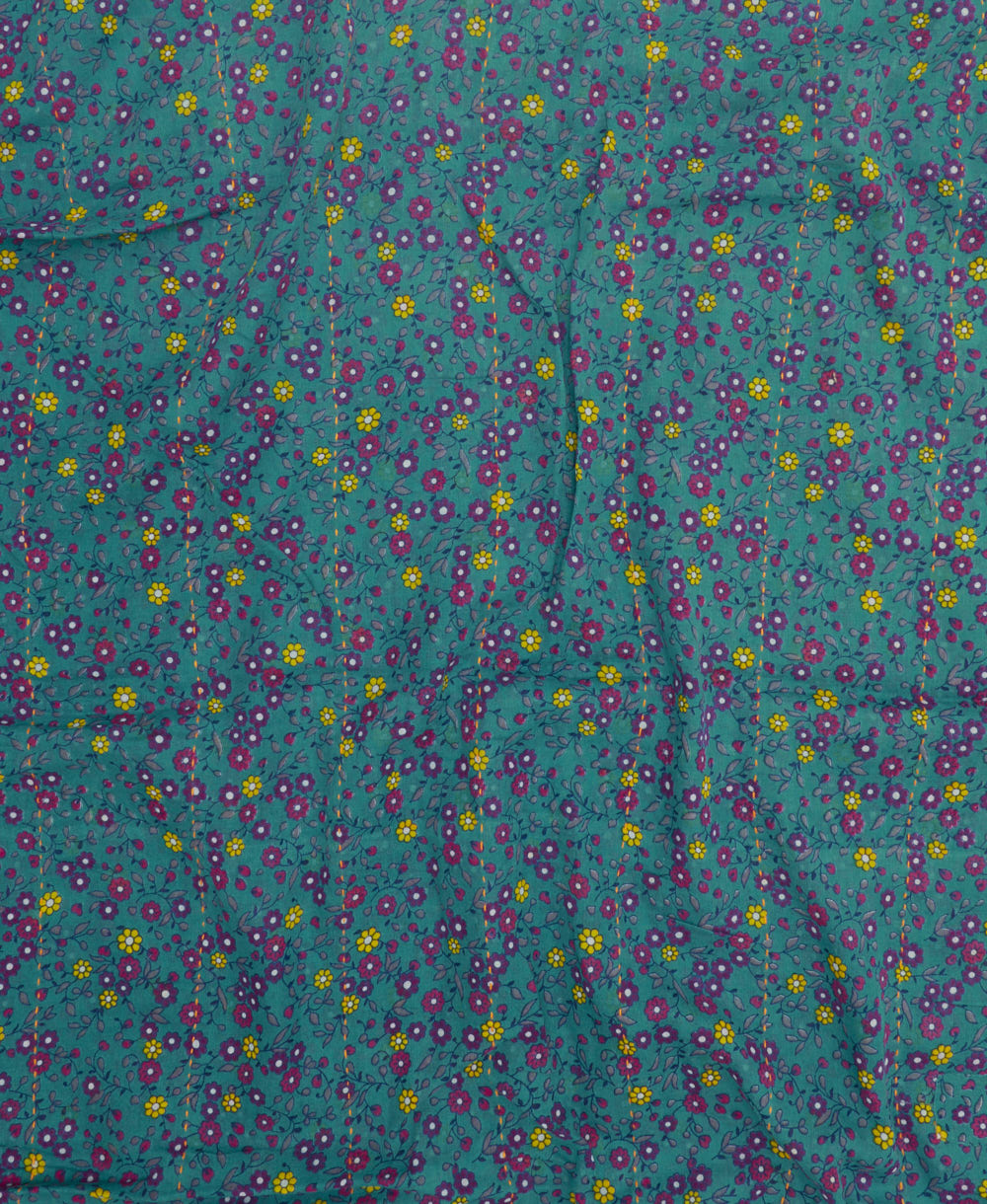 long cotton scarf handmade in India from upcycled vintage fabrics & embroidered