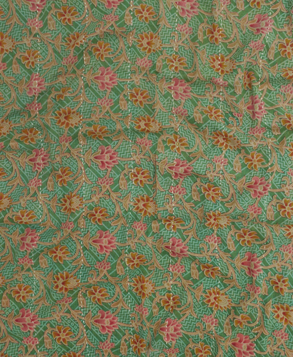 long cotton scarf handmade in India from upcycled vintage fabrics & embroidered