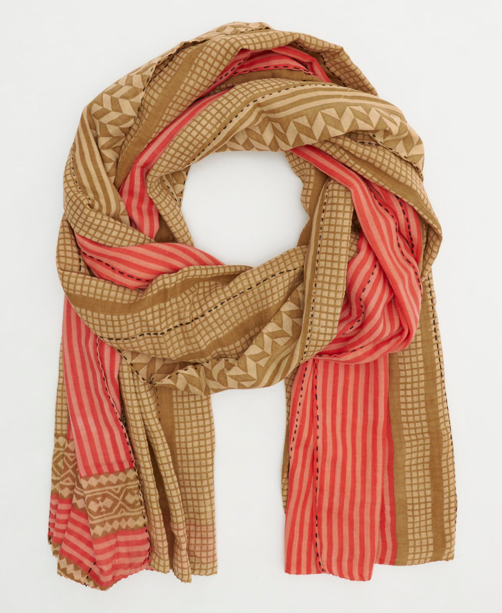 cotton long scarf handmade in India from vintage cotton fabrics in one-of-a-kind vintage patterns