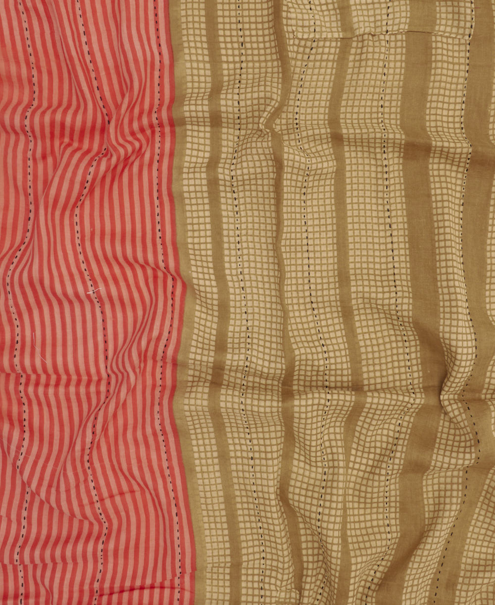 long cotton scarf handmade in India from upcycled vintage fabrics & embroidered