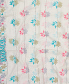 long cotton scarf handmade in India from upcycled vintage fabrics & embroidered