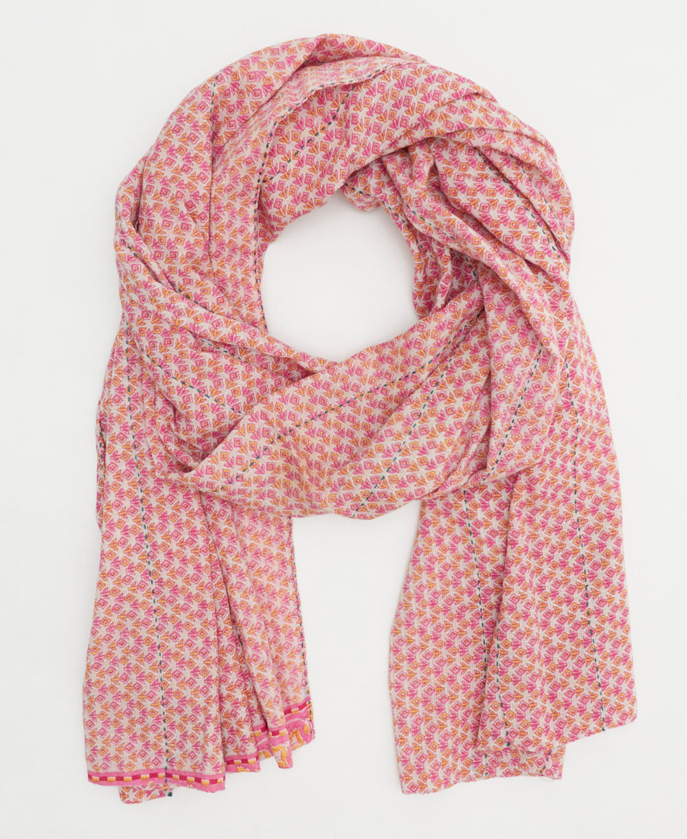 cotton long scarf handmade in India from vintage cotton fabrics in one-of-a-kind vintage patterns