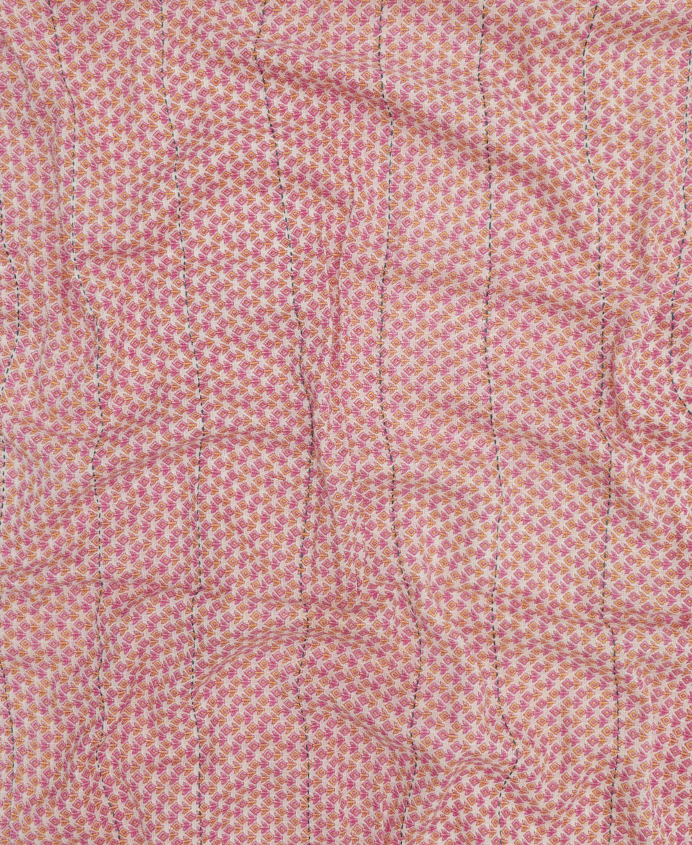 long cotton scarf handmade in India from upcycled vintage fabrics & embroidered