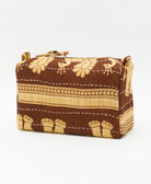 cosmetic travel bag handmade in India with two zippered compartments
