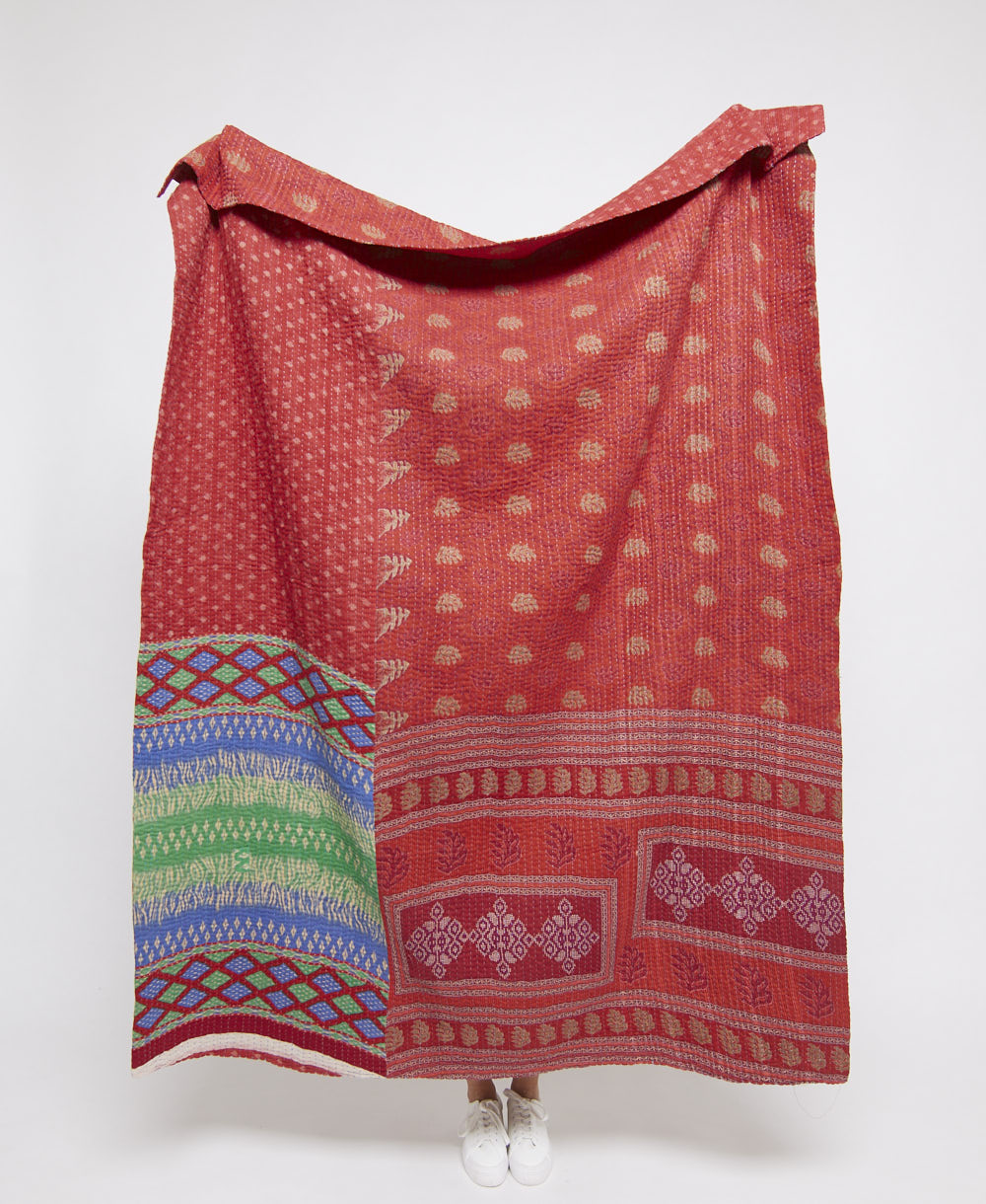 Artisan made kantha quilt throw