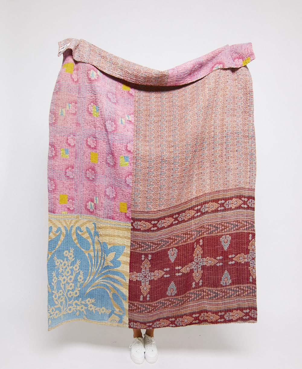 Artisan made kantha quilt throw