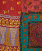 Kantha quilt throw featuring traditional kantha hand stitching