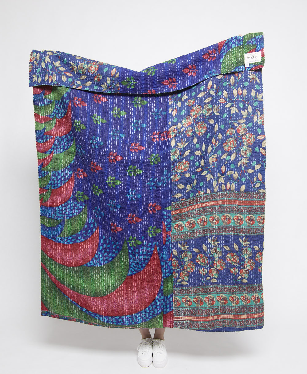 Artisan made kantha quilt throw