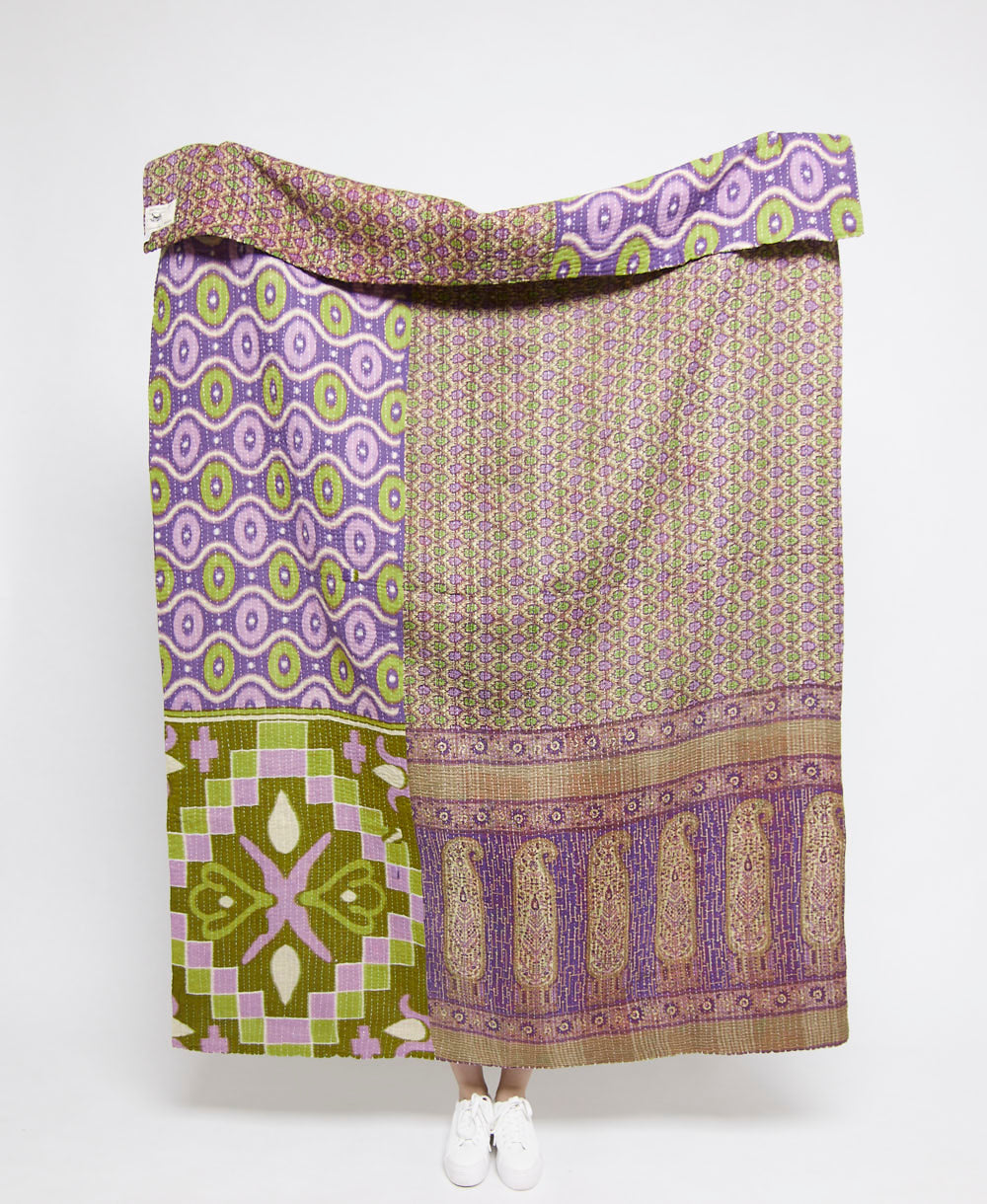 Artisan made kantha quilt throw